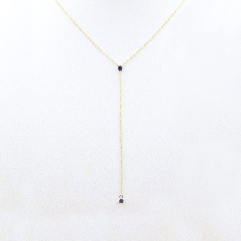 14K SAPPHIRE LARIAT NECKLACE