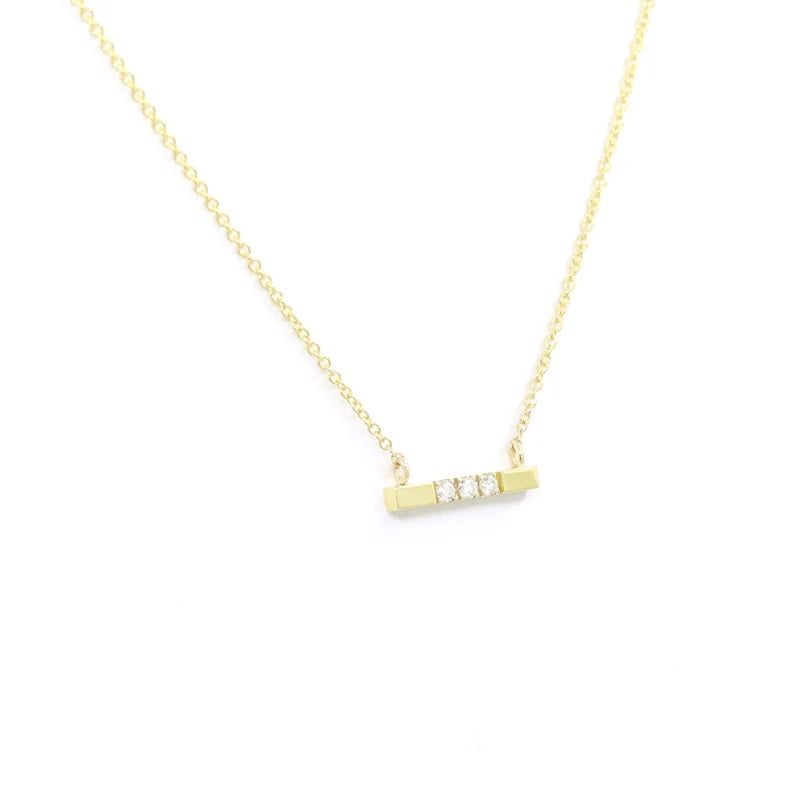 14K DIAMOND SQUARE BAR NECKLACE