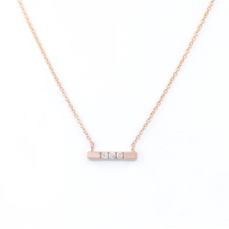 14K DIAMOND SQUARE BAR NECKLACE