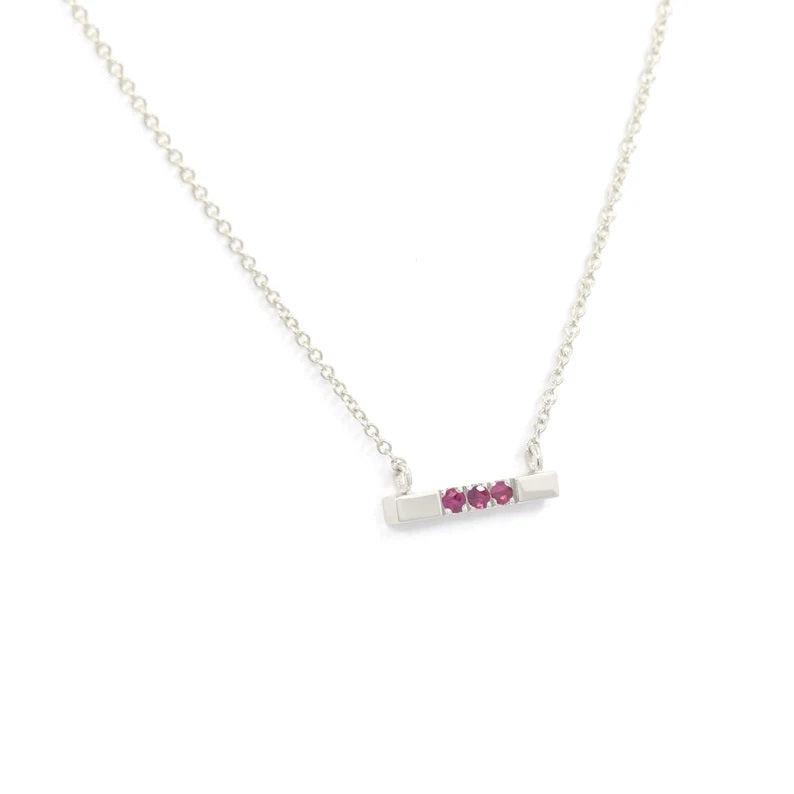 14K RUBY SQUARE BAR NECKLACE