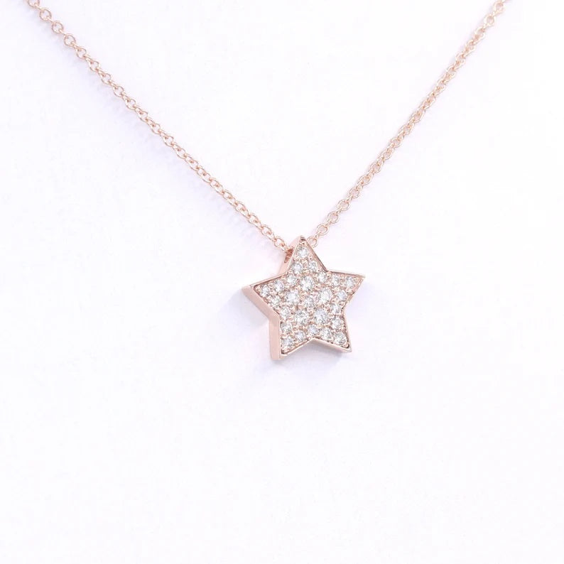 14K 0.22CT DIAMOND STAR NECKLACE