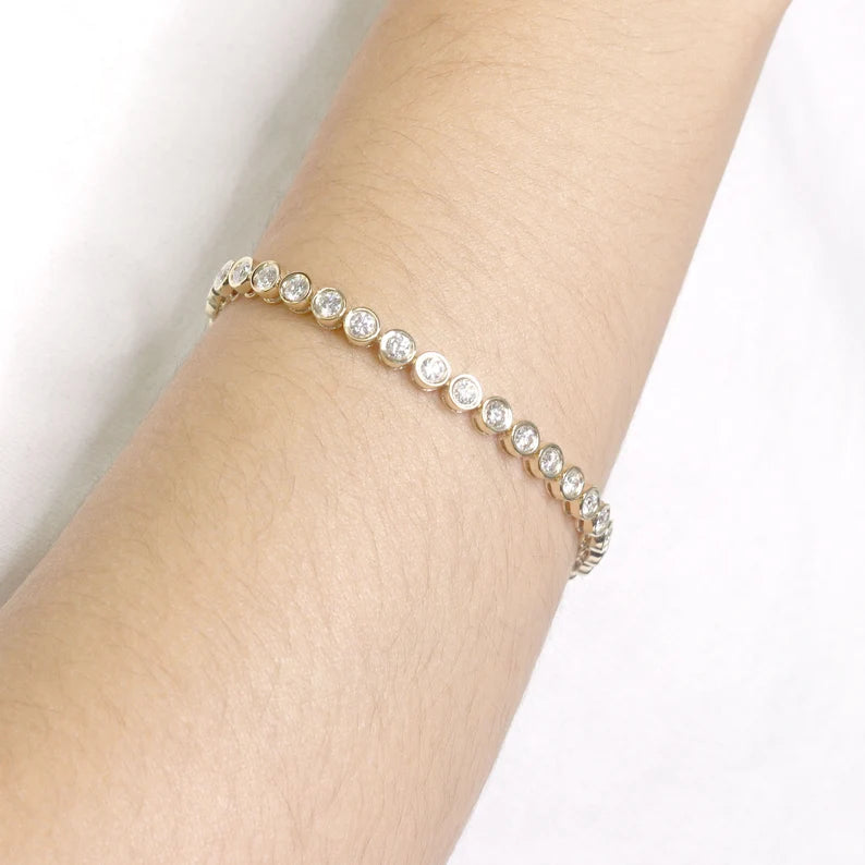 14K DIAMOND BEZEL FULL ETERNITY TENNIS BRACELET