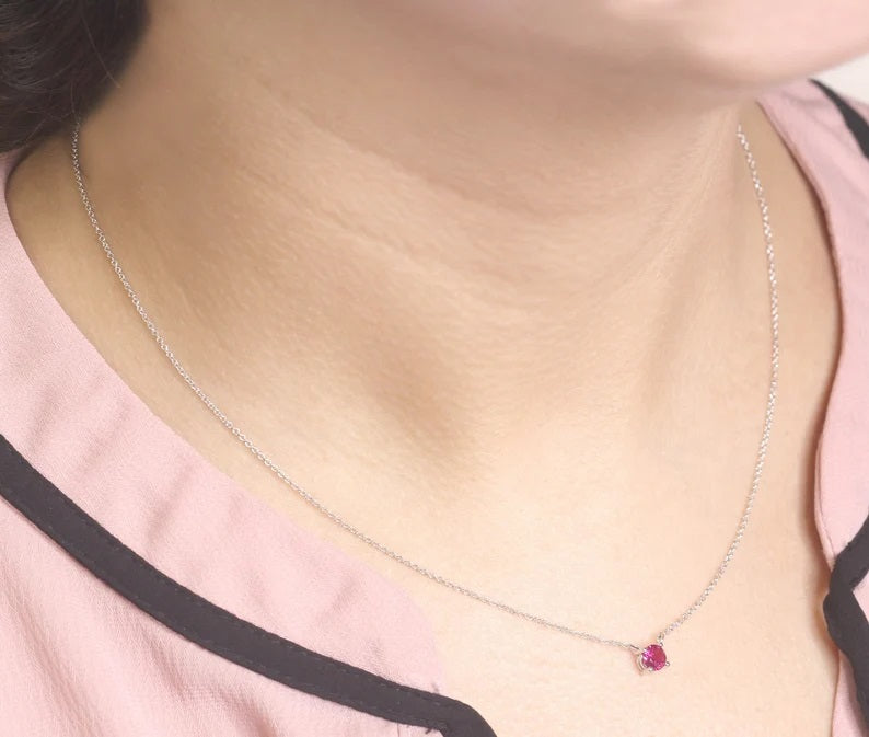 14K RUBY SOLITAIRE NECKLACE