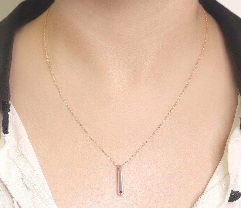 14K RUBY TIE NECKLACE