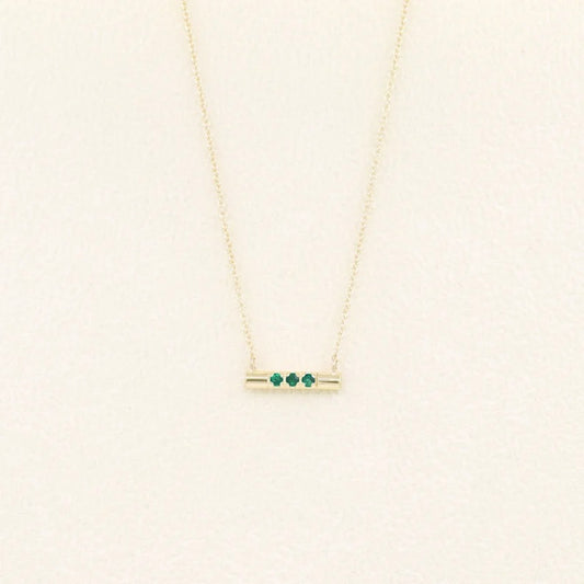 14K EMERALD CIRCULAR BAR NECKLACE