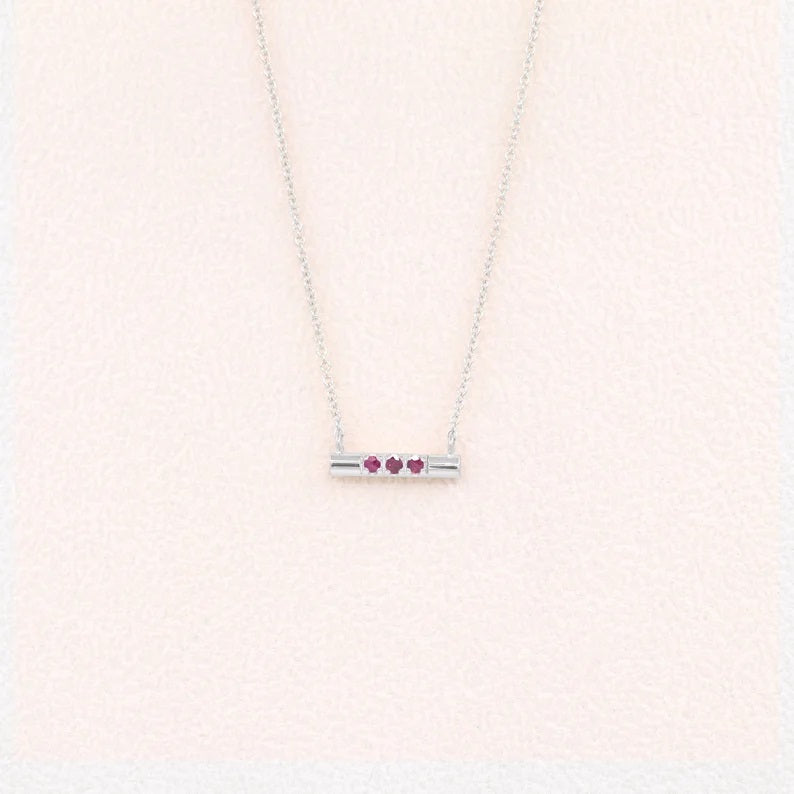 14K RUBY CIRCULAR BAR NECKLACE