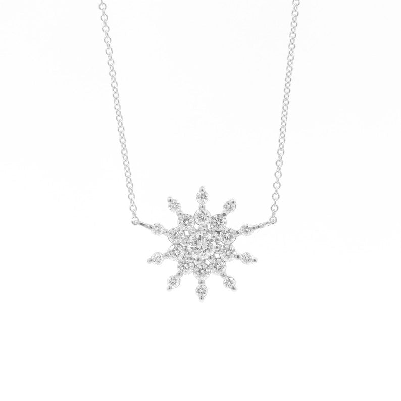 14K 0.83CT DIAMOND SNOWFLAKE NECKLACE