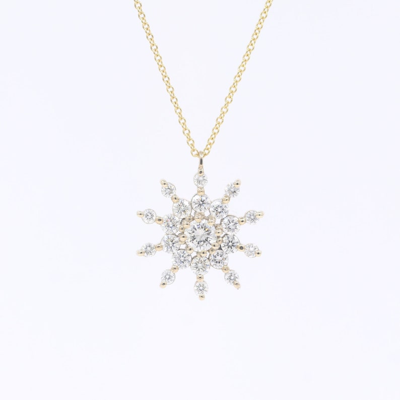 14K 0.83CT DIAMOND SNOWFLAKE SLIDING NECKLACE