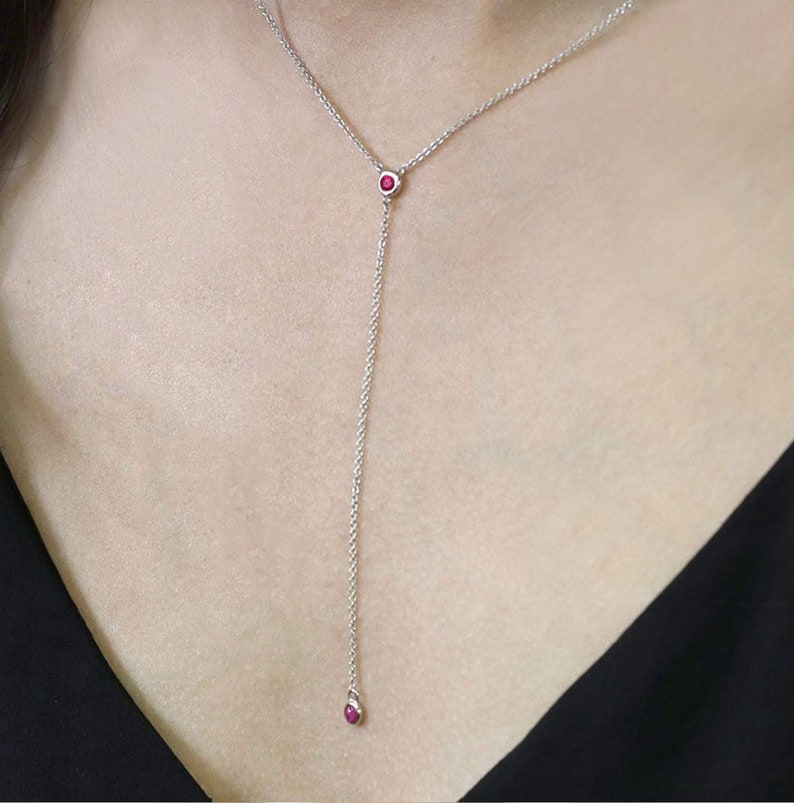 14K RUBY LARIAT NECKLACE