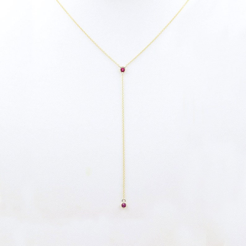 14K RUBY LARIAT NECKLACE