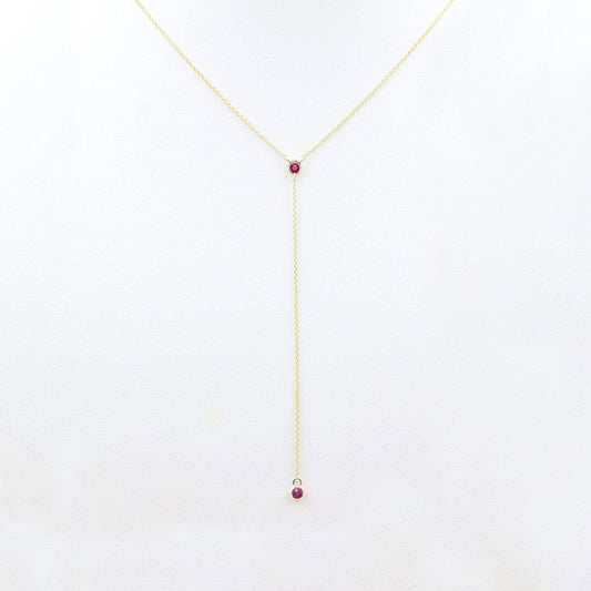 14K RUBY LARIAT NECKLACE