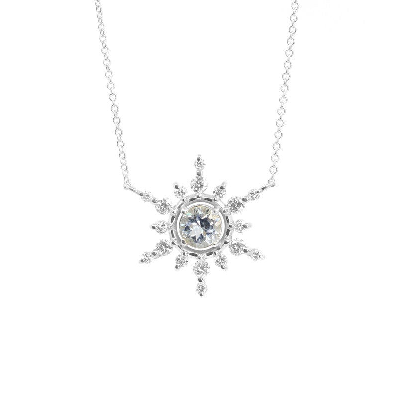 14K 5MM CZ DIAMOND SNOWFLAKE NECKLACE