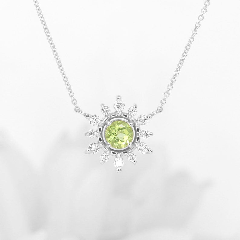 14K PERIDOT DIAMOND SNOWFLAKE NECKLACE