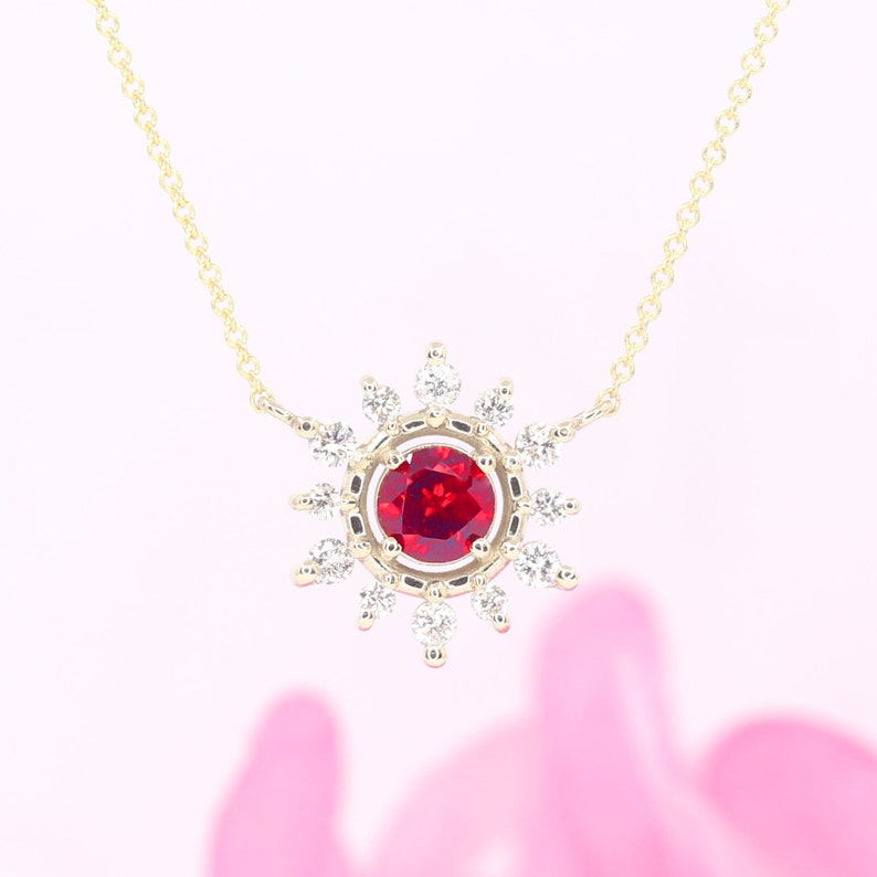 14K RUBY DIAMOND SNOWFLAKE NECKLACE