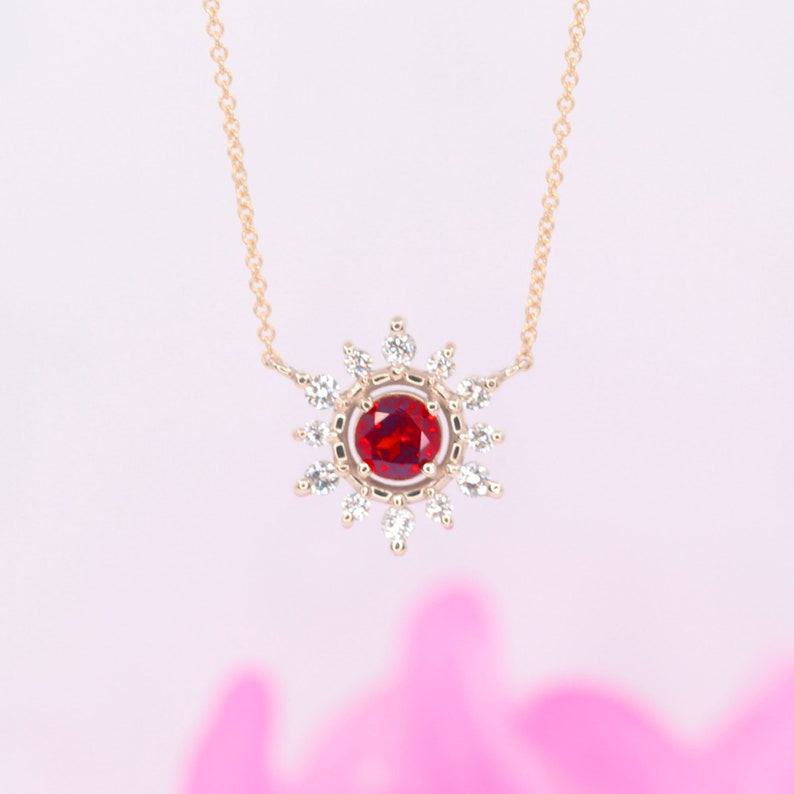 14K RUBY DIAMOND SNOWFLAKE NECKLACE