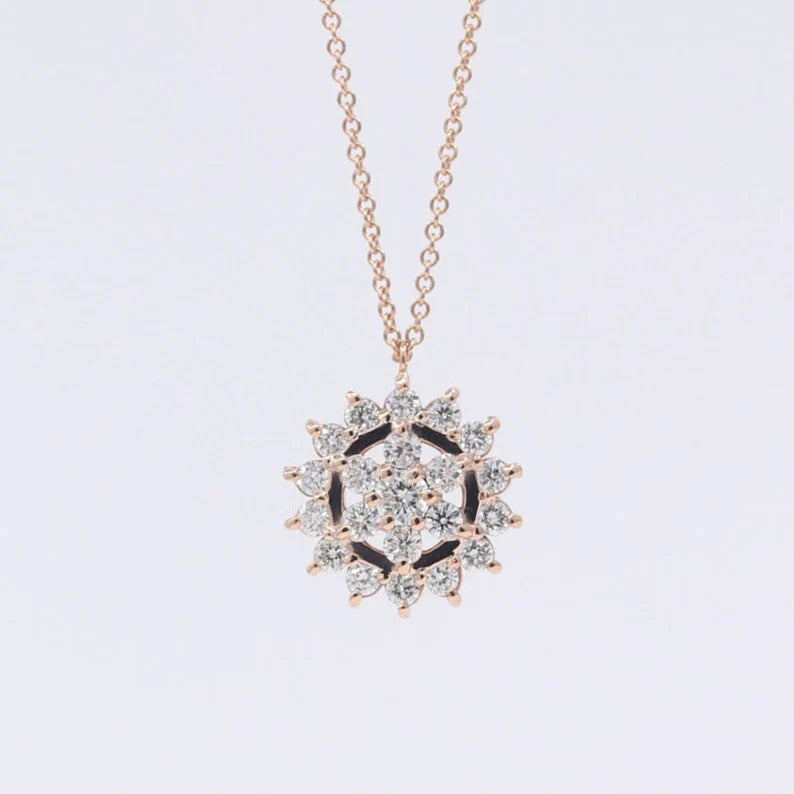 14K 0.46CT DIAMOND FLOWER SLIDING NECKLACE