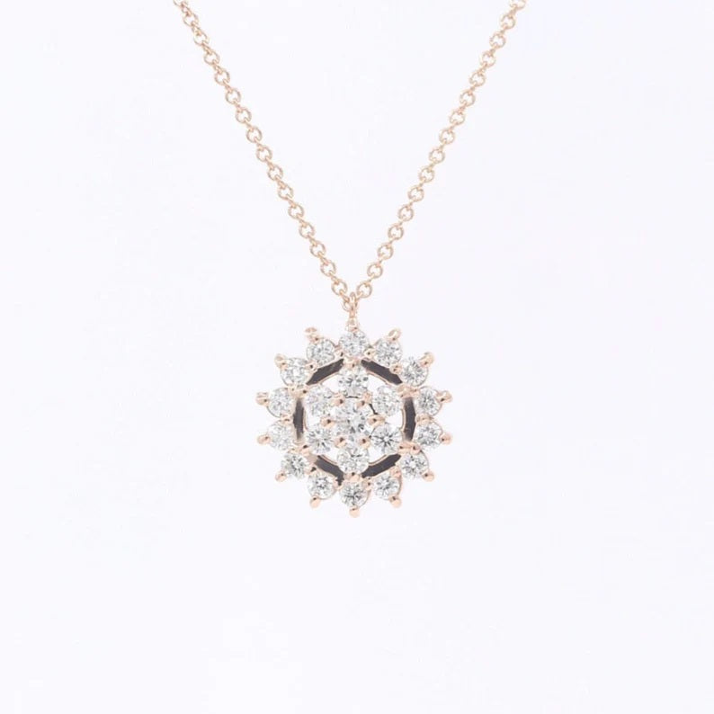 14K 0.46CT DIAMOND FLOWER SLIDING NECKLACE