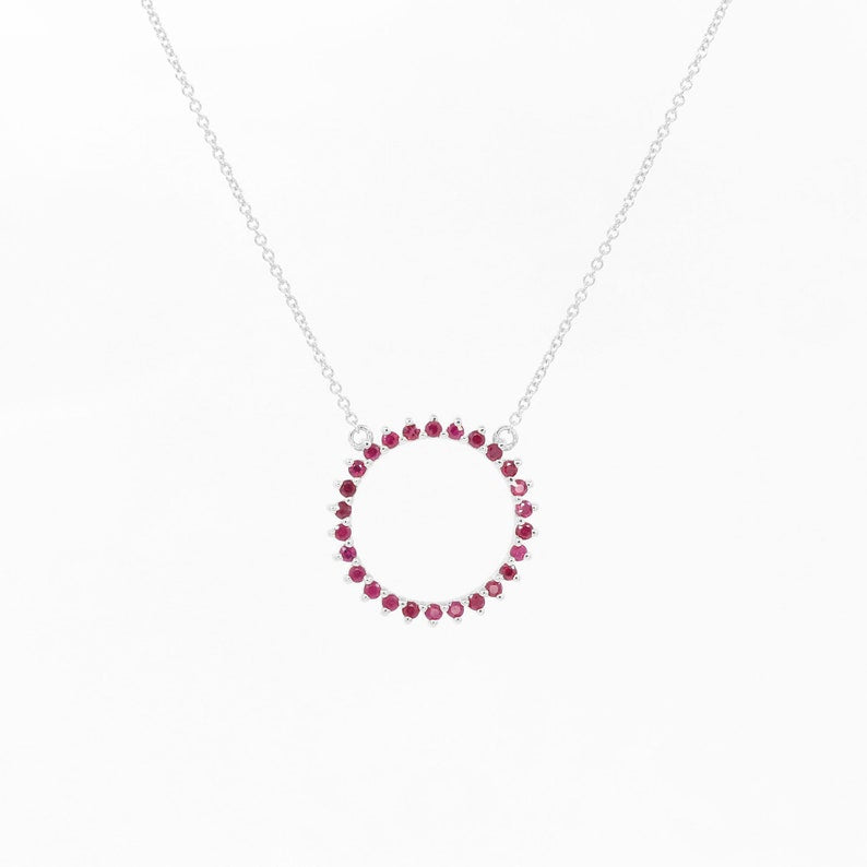 14K RUBY CIRCLE NECKLACE