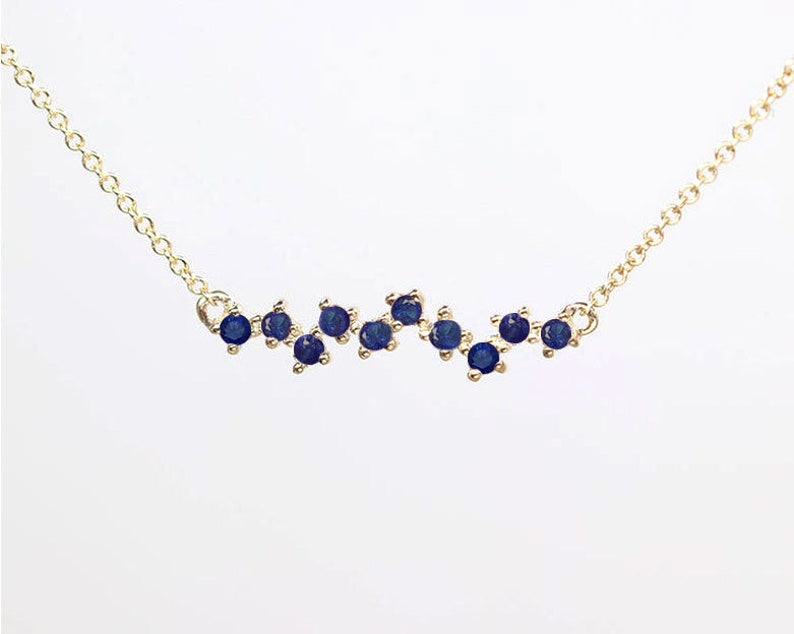 14K SAPPHIRE ZIGZAG NECKLACE