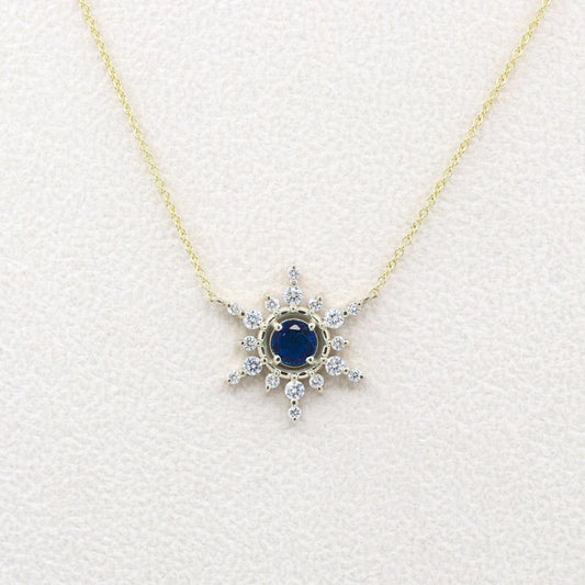 14K 5MM SAPPHIRE DIAMOND SNOWFLAKE NECKLACE