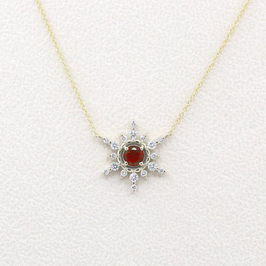 14K 5MM RUBY DIAMOND SNOWFLAKE NECKLACE