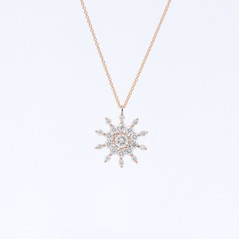 14K 0.83CT DIAMOND SNOWFLAKE SLIDING NECKLACE