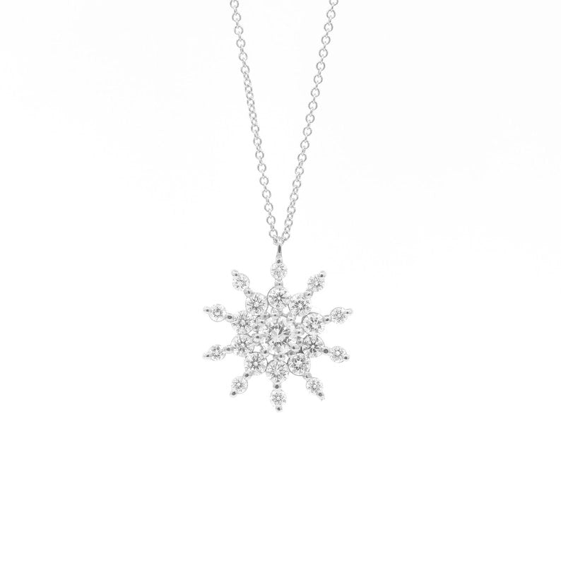 14K 0.83CT DIAMOND SNOWFLAKE SLIDING NECKLACE