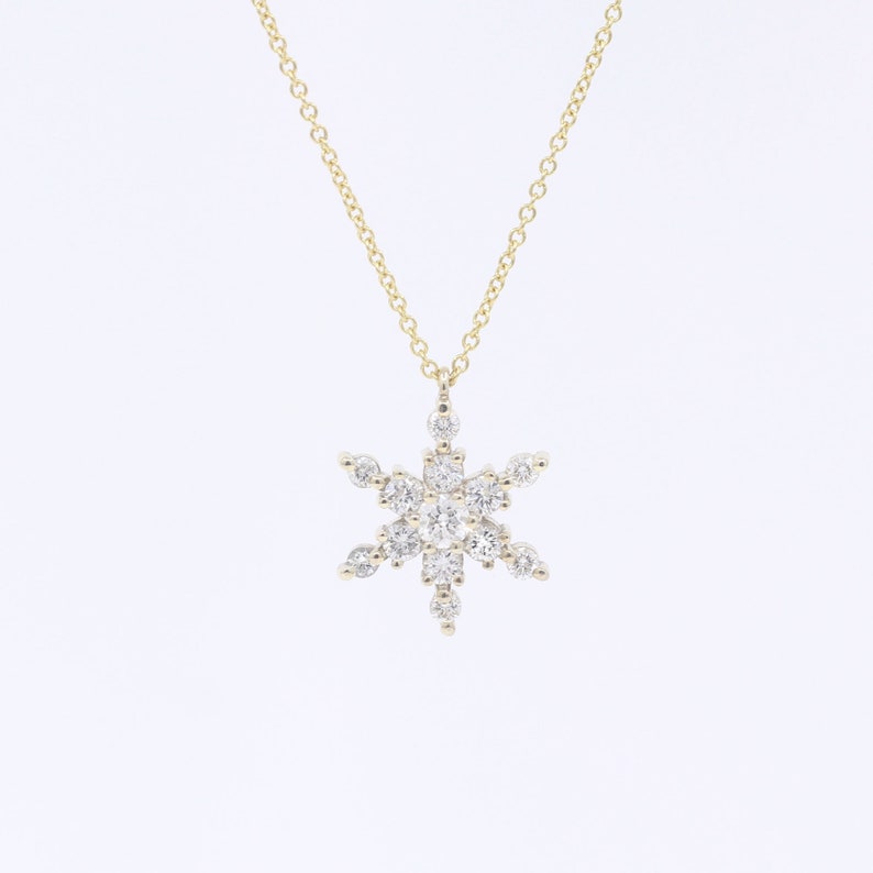 14K 0.38CT DIAMOND SNOWFLAKE SLIDING NECKLACE