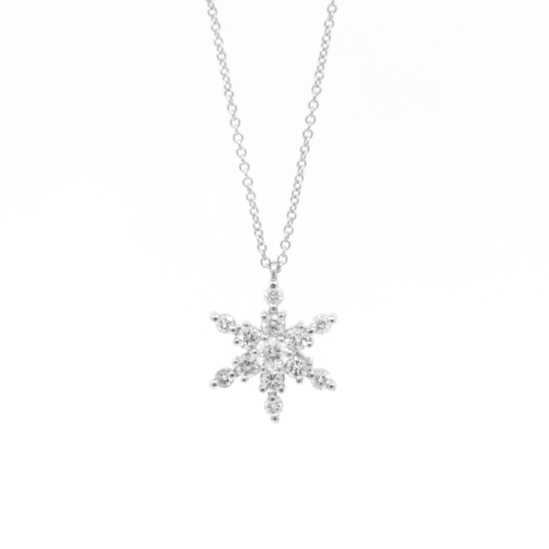 14K 0.38CT DIAMOND SNOWFLAKE SLIDING NECKLACE