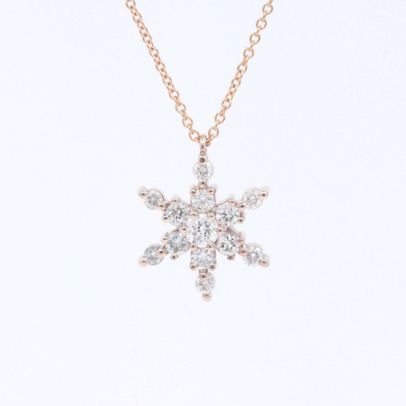 14K 0.38CT DIAMOND SNOWFLAKE SLIDING NECKLACE