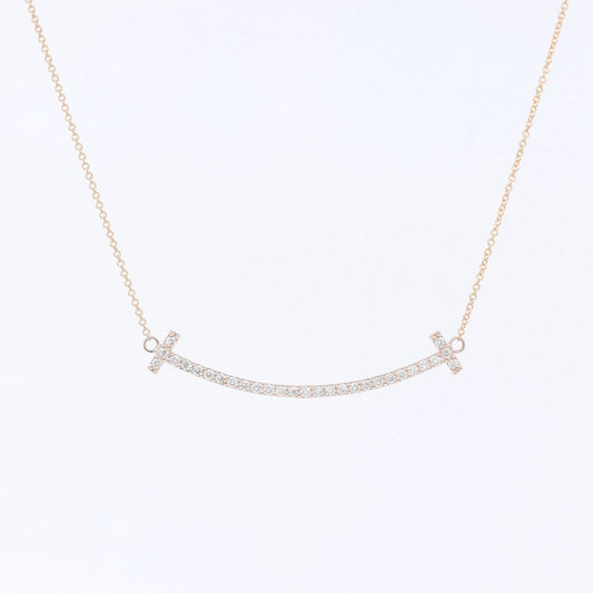 14K DIAMOND SMILE CURVED BAR NECKLACE