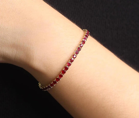 14K RUBY FULL ETERNITY TENNIS BRACELET