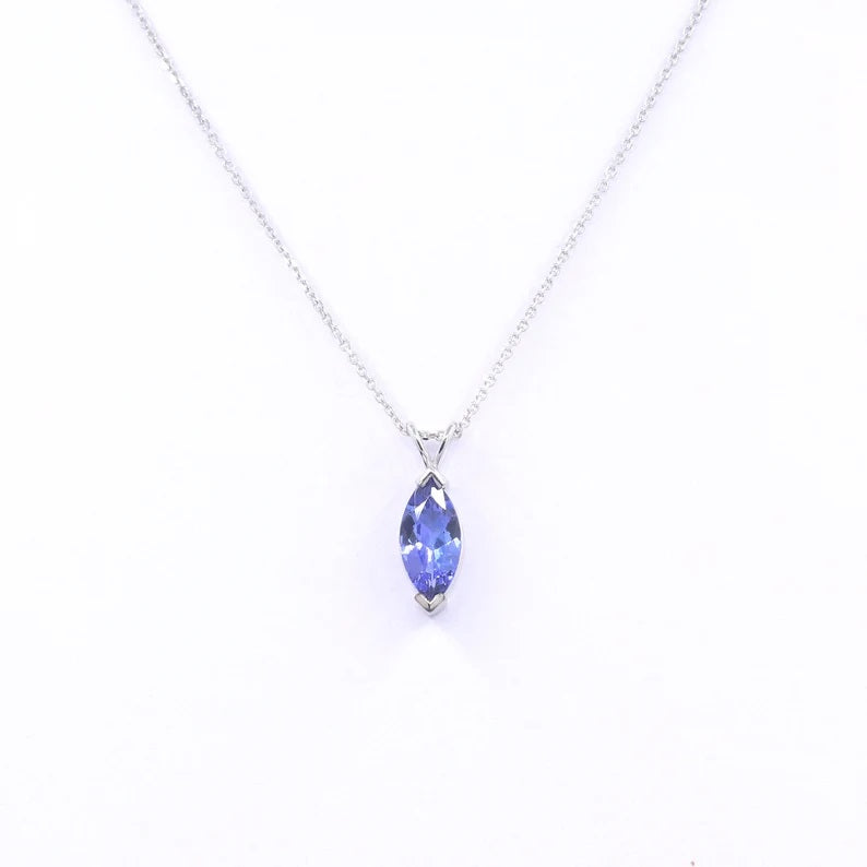 14K MARQUISE TANZANITE SOLITAIRE NECKLACE