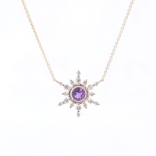 14K 5MM AMETHYST DIAMOND SNOWFLAKE NECKLACE