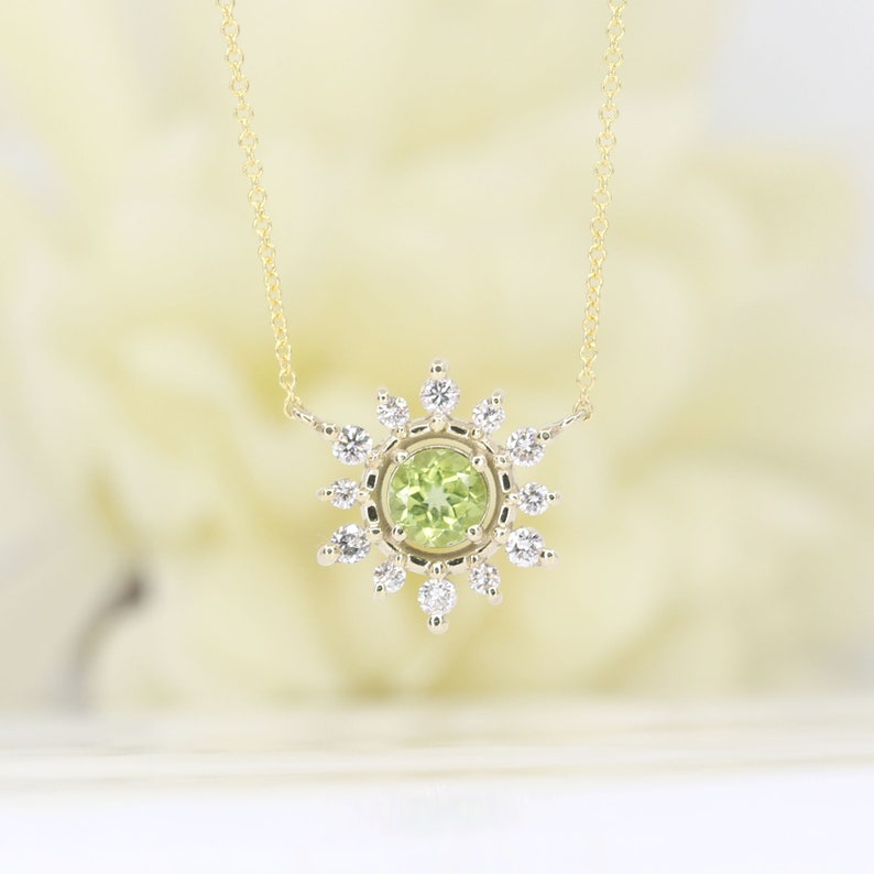 14K PERIDOT DIAMOND SNOWFLAKE NECKLACE