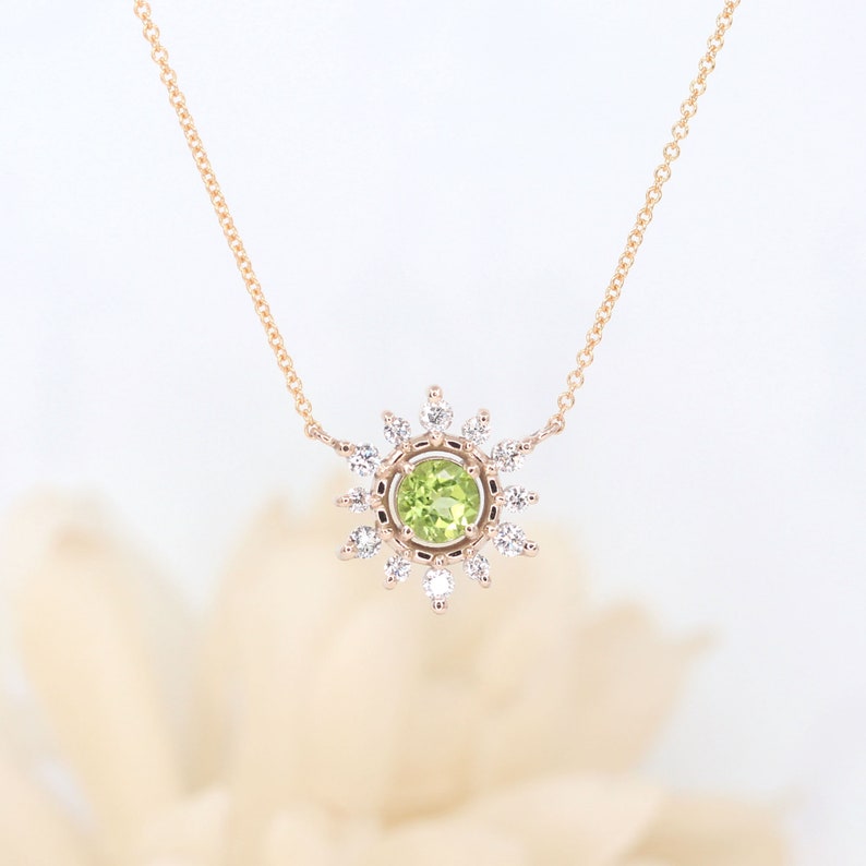 14K PERIDOT DIAMOND SNOWFLAKE NECKLACE