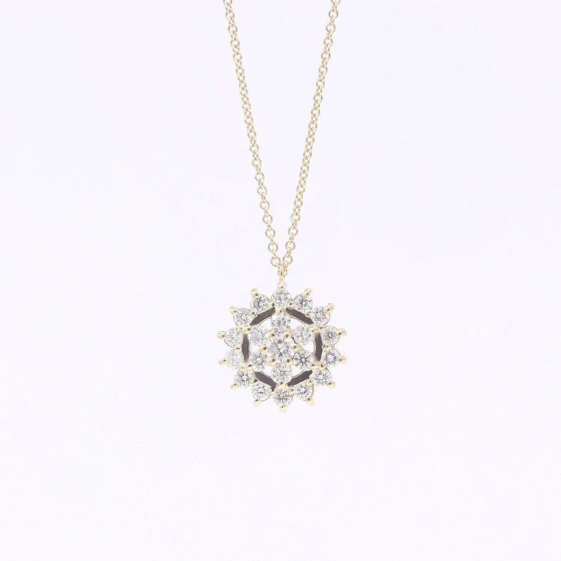 14K 0.46CT DIAMOND FLOWER SLIDING NECKLACE