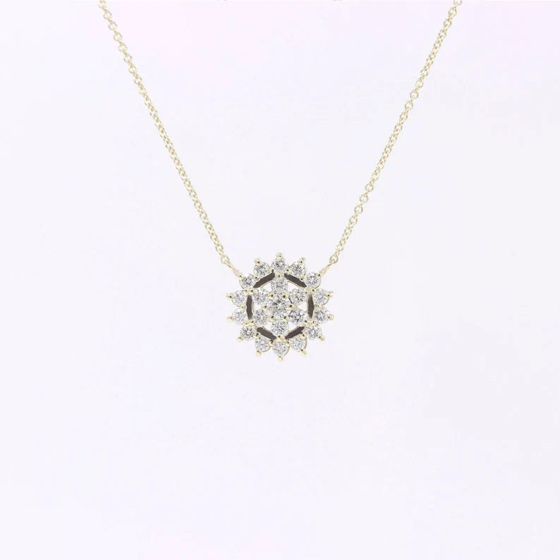 14K 0.46CT DIAMOND FLOWER NECKLACE