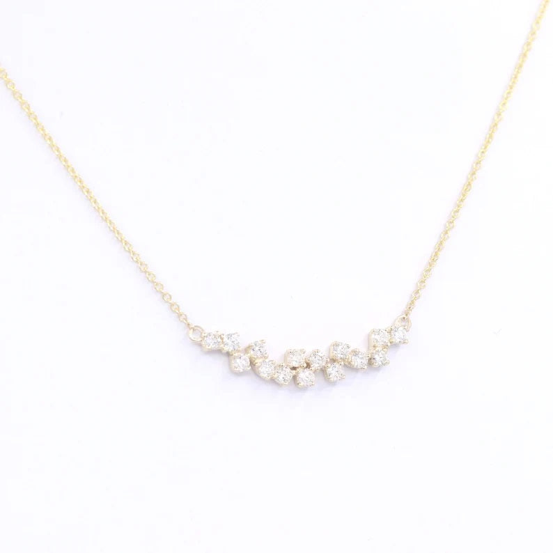 14K 0.45CT DIAMOND CLUSTER NECKLACE