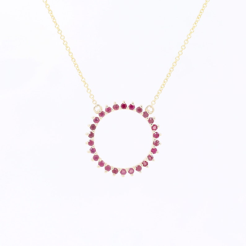 14K RUBY CIRCLE NECKLACE