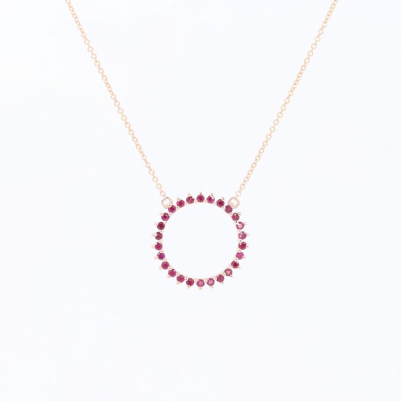 14K RUBY CIRCLE NECKLACE