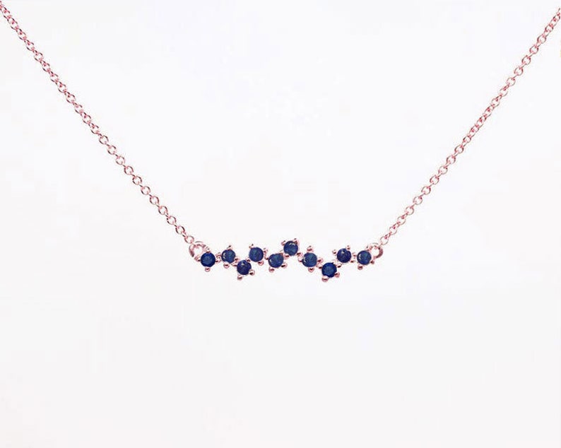 14K SAPPHIRE ZIGZAG NECKLACE