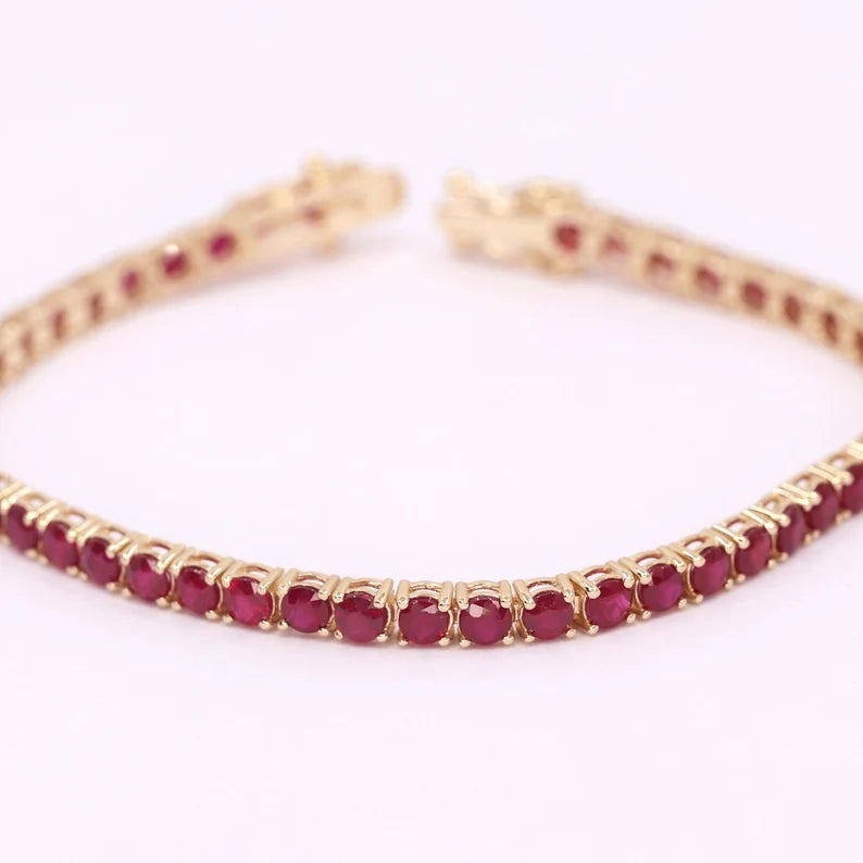 14K RUBY FULL ETERNITY TENNIS BRACELET