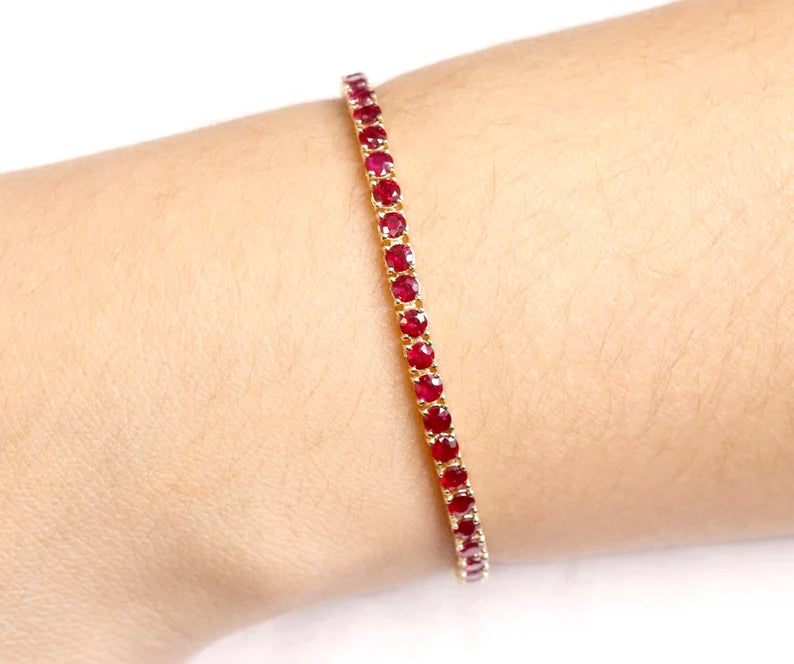 14K RUBY FULL ETERNITY TENNIS BRACELET