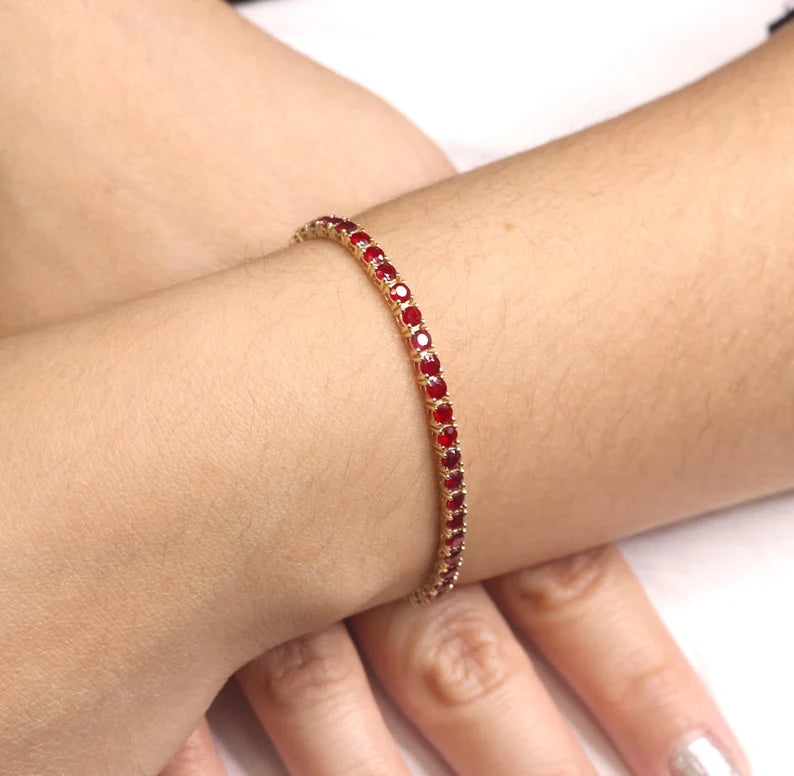 14K RUBY FULL ETERNITY TENNIS BRACELET