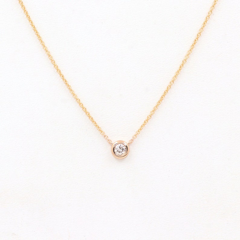 14K 0.10CT DIAMOND Bezel NECKLACE