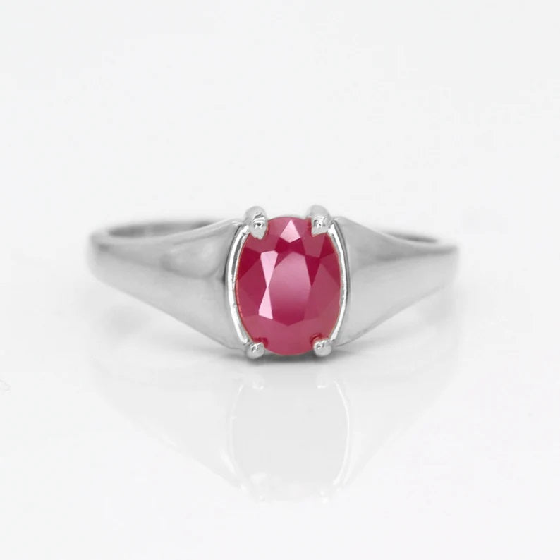 14K OVAL RUBY SOLITAIRE RING