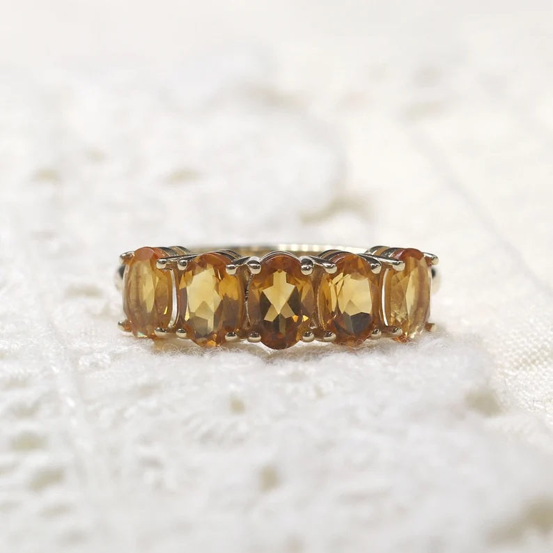 14K 5 OVAL CITRINE BAND