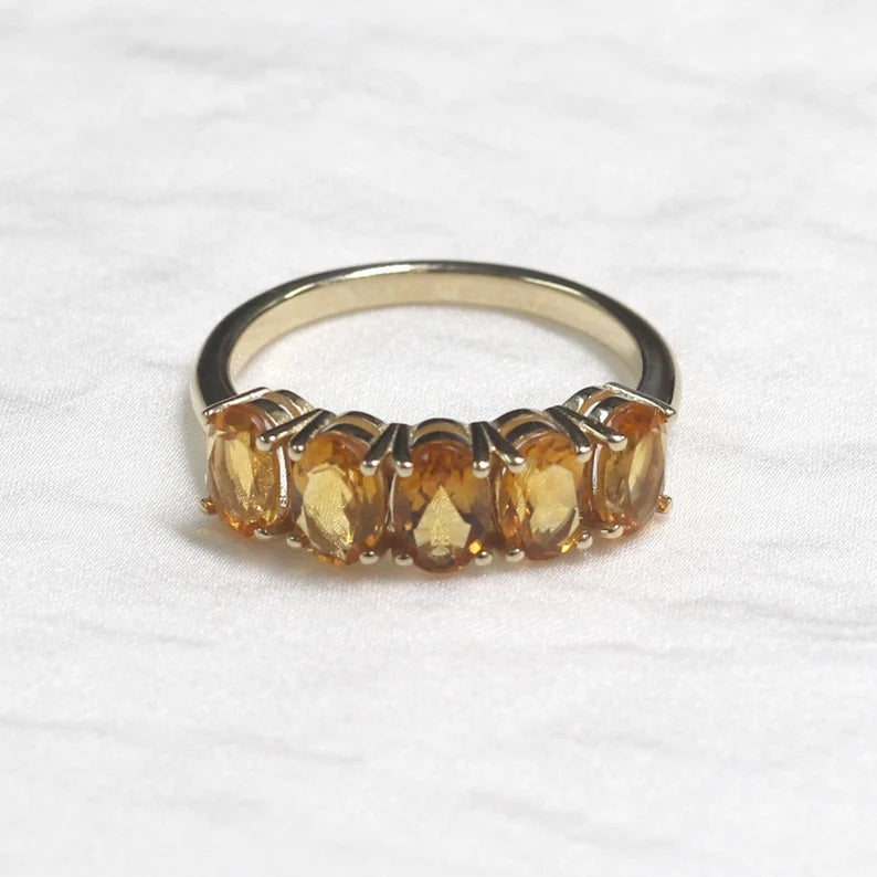 14K 5 OVAL CITRINE BAND