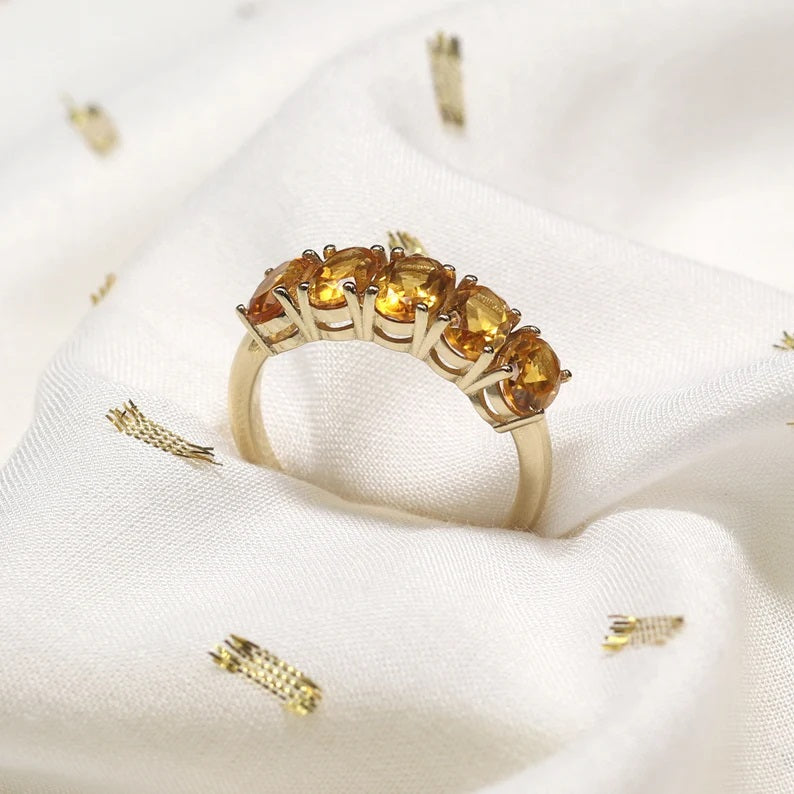 14K 5 OVAL CITRINE BAND